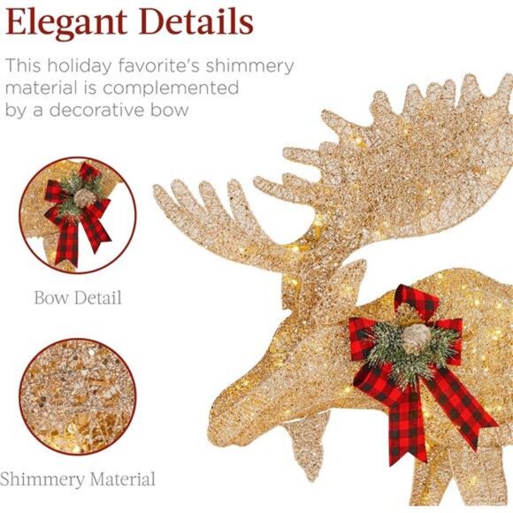 2-Piece Moose Family, Lighted Outdoor All-Weather Christmas Yard Decoration - Picture 6 of 7